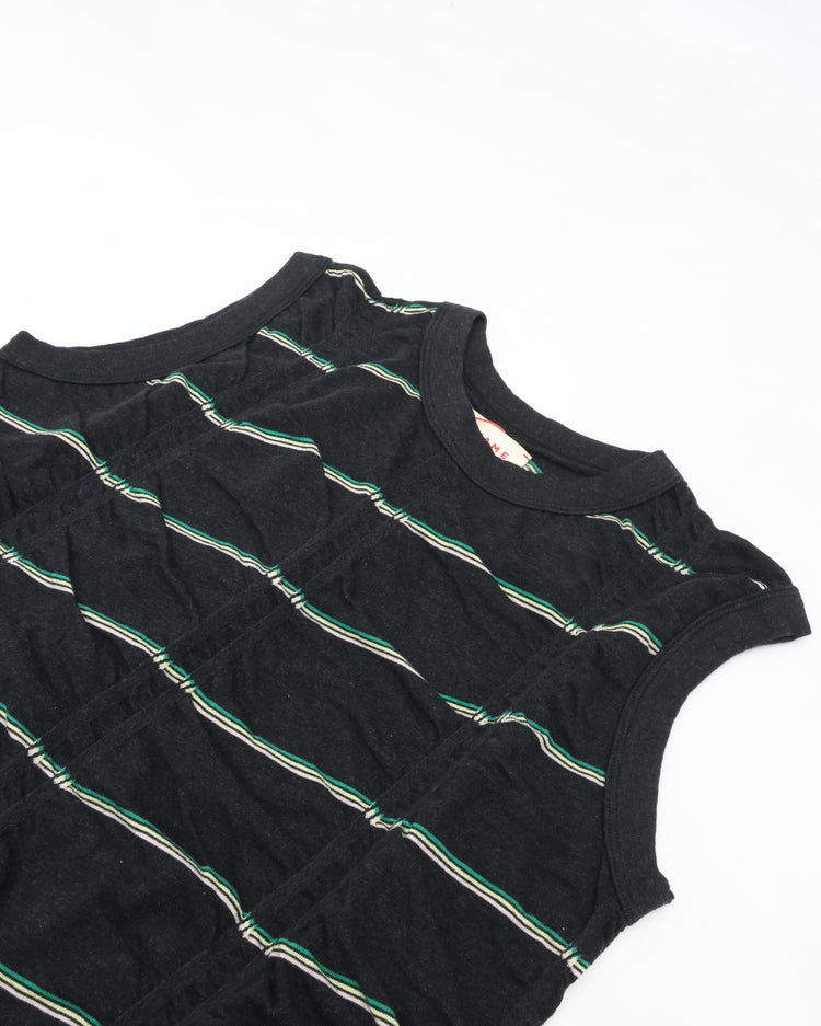 MEYAME　TUCKED JACQUARD BORDER SLEEVELESS MEY-2404 BLACK