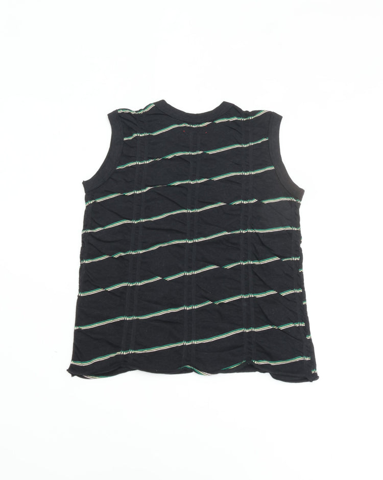 MEYAME　TUCKED JACQUARD BORDER SLEEVELESS MEY-2404 BLACK