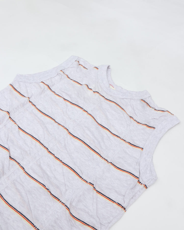MEYAME　TUCKED JACQUARD BORDER SLEEVELESS MEY-2404 HEATHER GREY