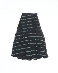 MEYAME TUCKED JACQUARD BORDER SKIRT MEY-2432 BLACK