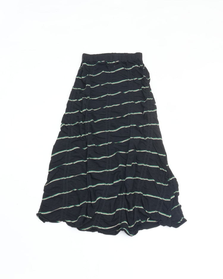 MEYAME TUCKED JACQUARD BORDER SKIRT MEY-2432 BLACK