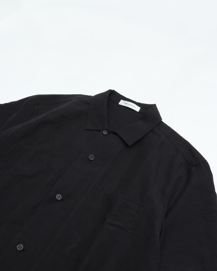 THE HINOKI　COTTON LINEN HALF SLEEVE SHIRT TH26S-30 BLACK