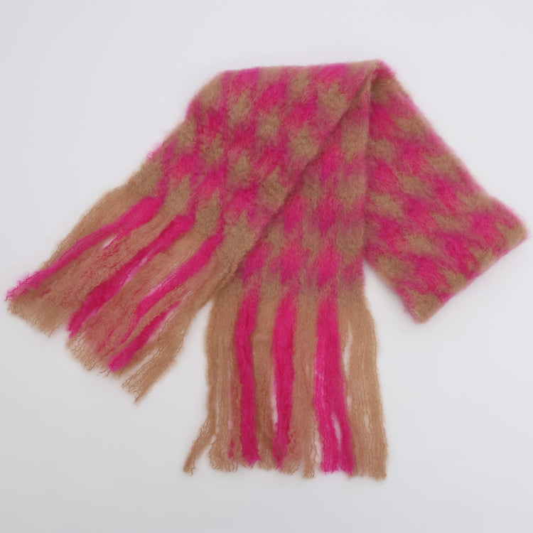 MANTAS EZCARAY / PATA DE GALLO モヘアストール Ⅳ PINK