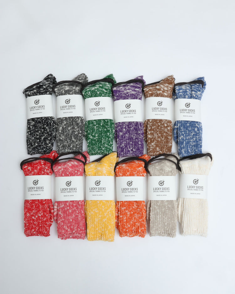 ラッキーソックス / ミックスリブソックス ダークグレー