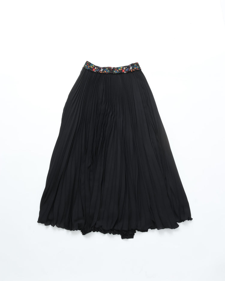 MEYAME / FLOWER WAIST PLEATED SKIRT BLACK