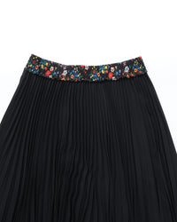 MEYAME / FLOWER WAIST PLEATED SKIRT BLACK