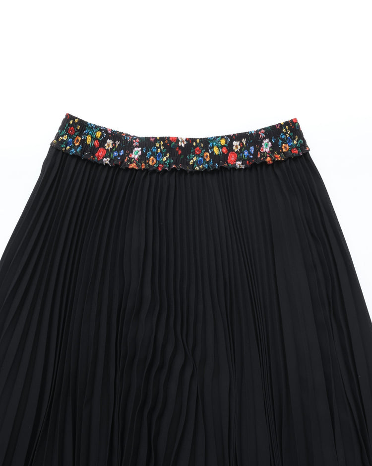 MEYAME / FLOWER WAIST PLEATED SKIRT BLACK