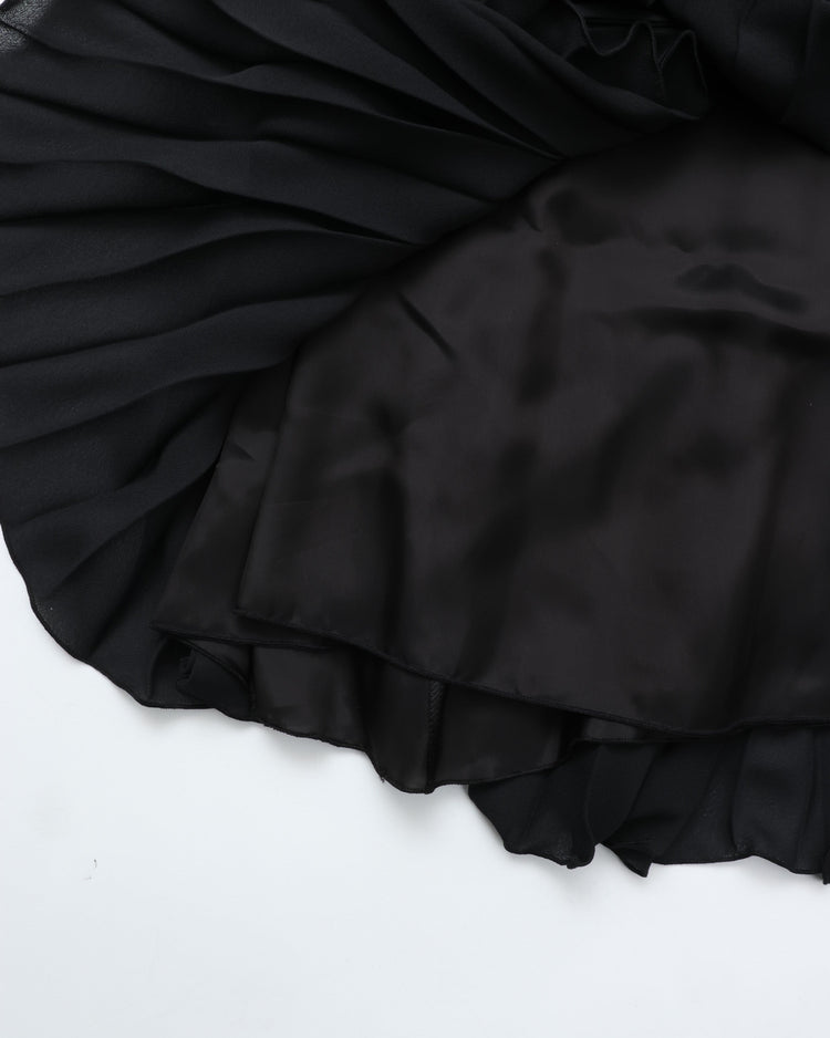 MEYAME / FLOWER WAIST PLEATED SKIRT BLACK