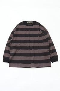 HAVERSACK  40/2度詰天竺ボーダーロングTシャツ 412620 CHARCOAL BLACK