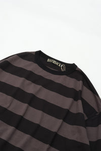 HAVERSACK  40/2度詰天竺ボーダーロングTシャツ 412620 CHARCOAL BLACK