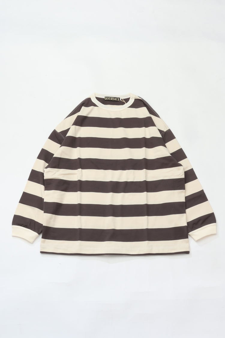HAVERSACK  40/2度詰天竺ボーダーロングTシャツ 412620 OFF GRAY