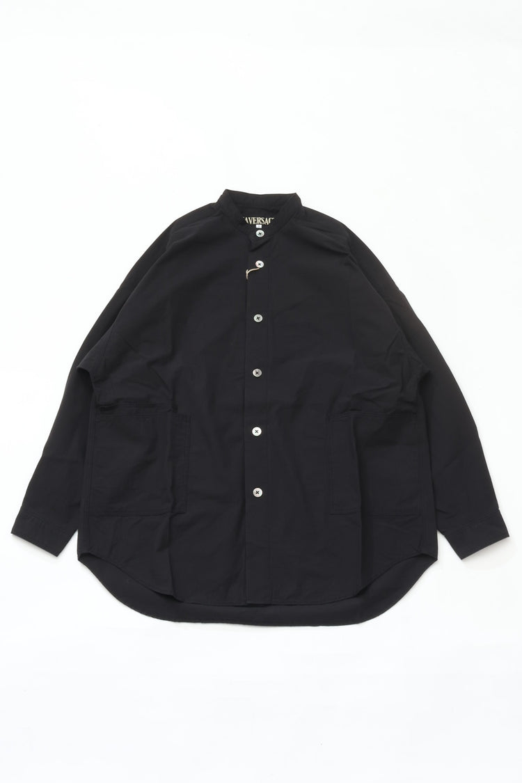 HAVERSACK Strong Twist Poplin Band Collar Shirt 422623 BLACK