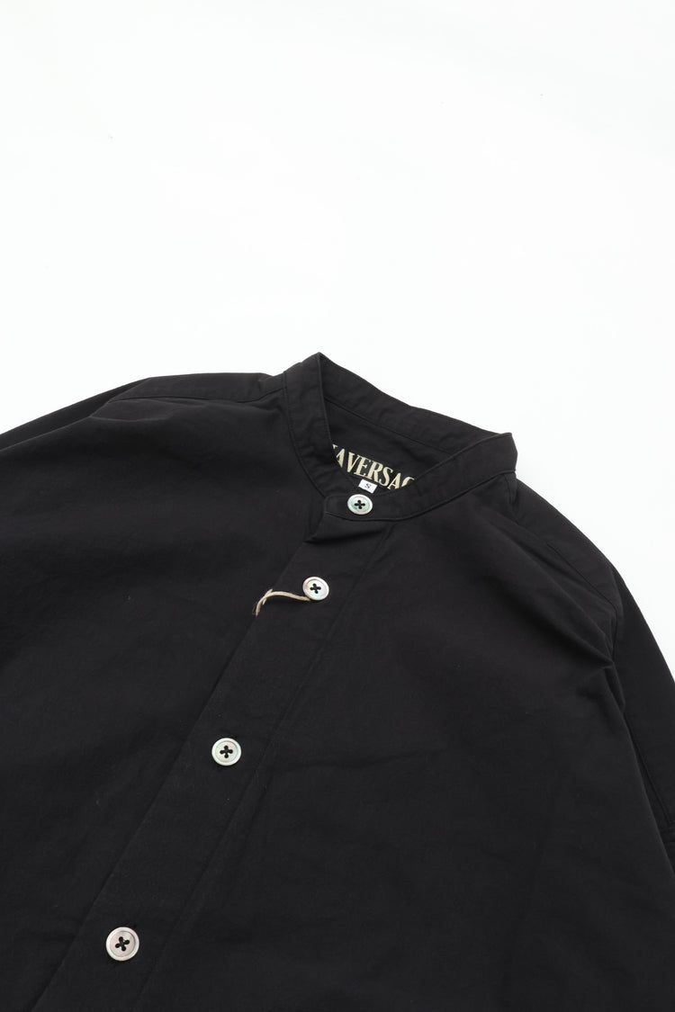 HAVERSACK Strong Twist Poplin Band Collar Shirt 422623 BLACK