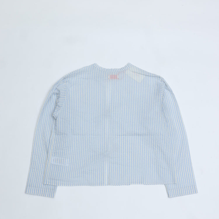 MEYAME / LIGHT COTTON STRIPE BLOUSE BLUE