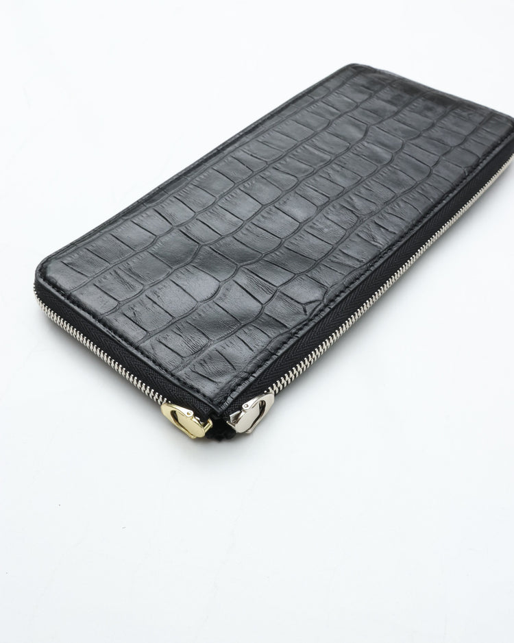ED ROBERT JUDSON PARALLEL magic purse_L C/#50 black croco grain