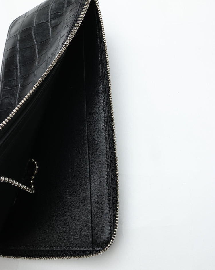 ED ROBERT JUDSON PARALLEL magic purse_L C/#50 black croco grain