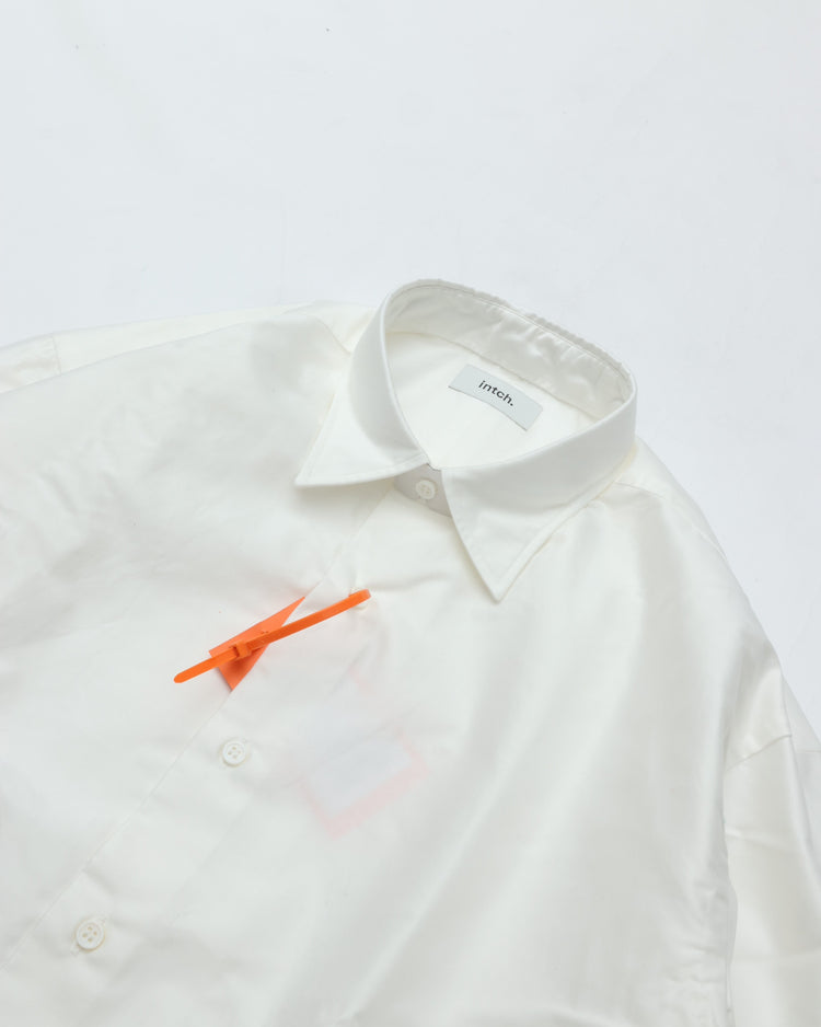 intch. Clair M 1026-2-0-079 WHITE GIZAコットン ライトモールスキン バックギャザーシャツ
