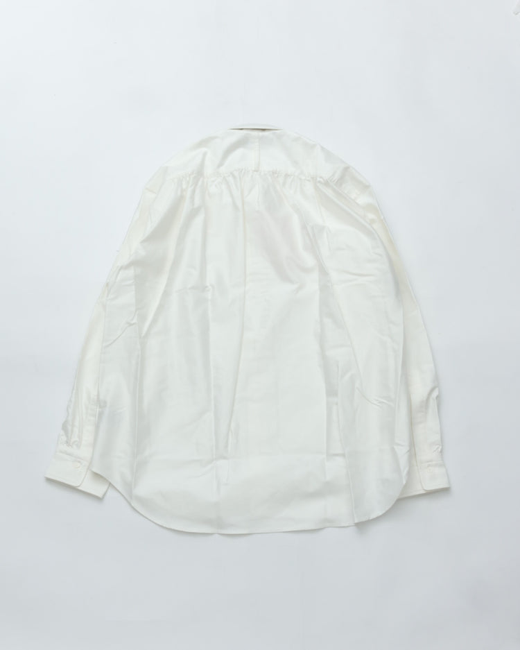 intch. Clair M 1026-2-0-079 WHITE GIZAコットン ライトモールスキン バックギャザーシャツ