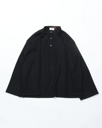 intch. Norm WHF 3026-2-0-072 Wool Punch Henley Neck BLACK