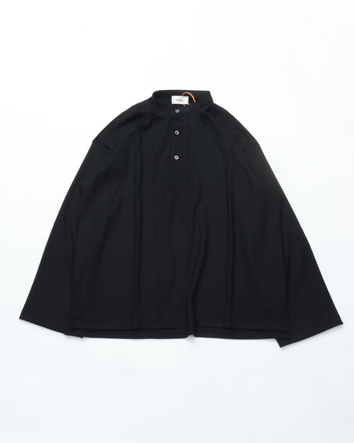 intch. Norm WHF 3026-2-0-072 Wool Punch Henley Neck BLACK