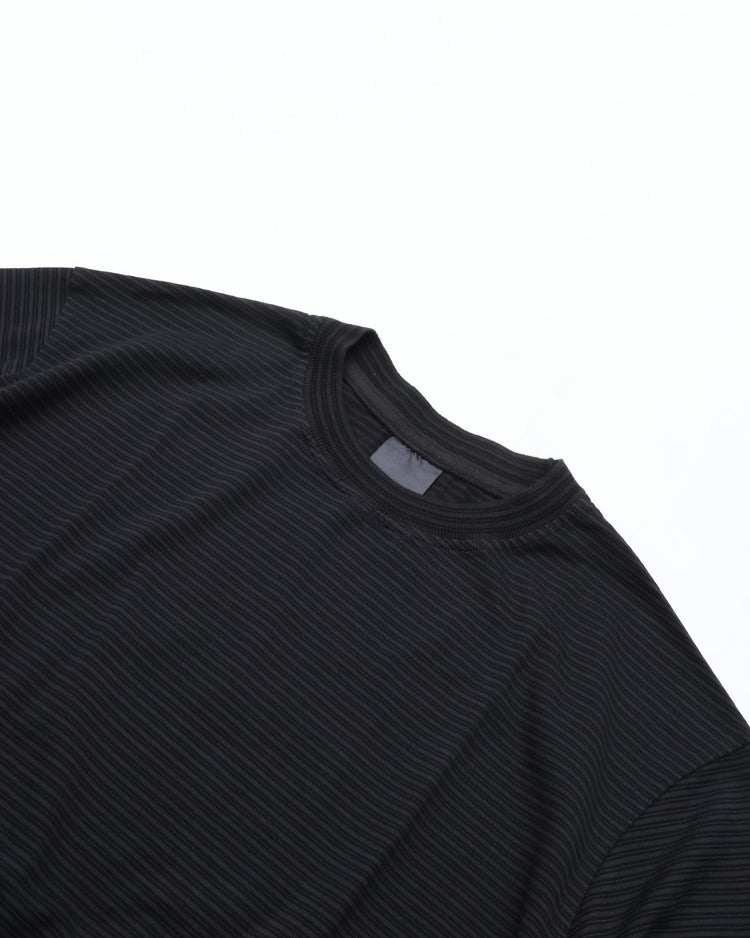 Yonetomi NEW BASIC GARMENT DYE BORDER T-SHIRT  95-264-001-13 19OFF BLACK*OFF
