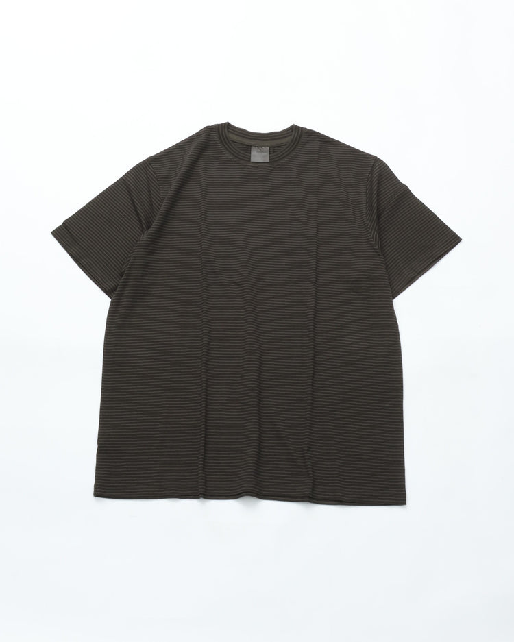 Yonetomi NEW BASIC GARMENT DYE BORDER T-SHIRT  95-264-001-13 13D.GRAY*D.GRAY