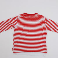 MEYAME / BORDER DOUBLE LONG SLEEVE TEE WHITE*RED