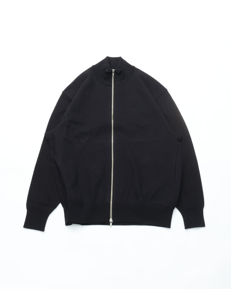 Yonetomi   WAVE COTTON KNIT BLOUSON BLACK