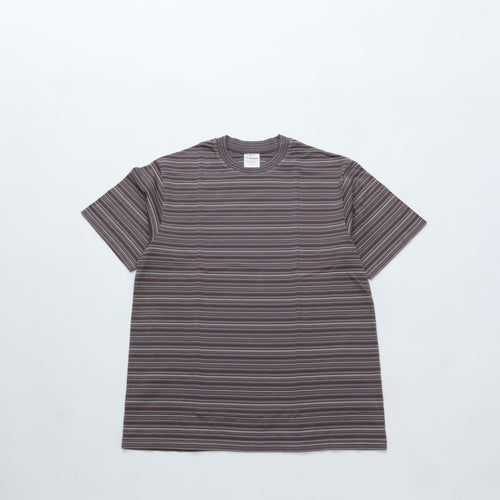 Yonetomi GARMENT DYED RANDOM BORDER T-SHIRT 12GRAY×WHITE