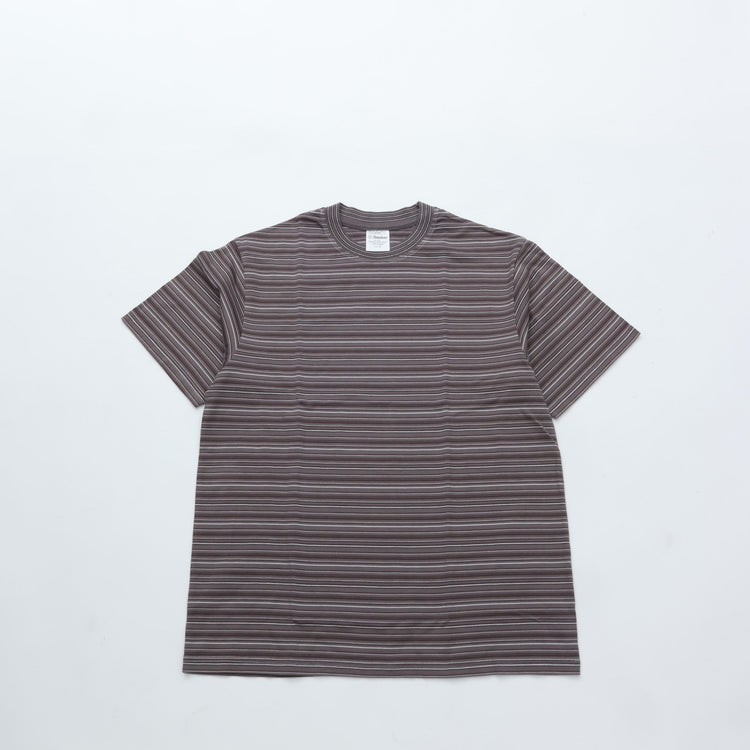 Yonetomi GARMENT DYED RANDOM BORDER T-SHIRT 12GRAY×WHITE