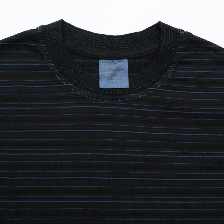 Yonetomi GARMENT DYED RANDOM BORDER T-SHIRT 14BLACK×NAVY
