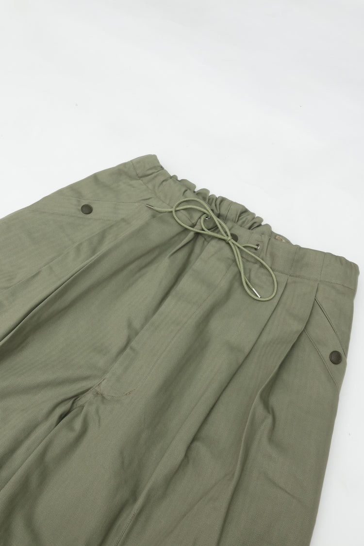 HAVERSACK Cotton Herringbone Cropped Army Pants 462626 KHAKI