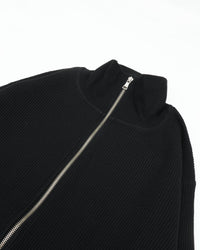 A VONTADE   Big Waffle Drivers Zip Cardigan VTD-0602-CS BLACK