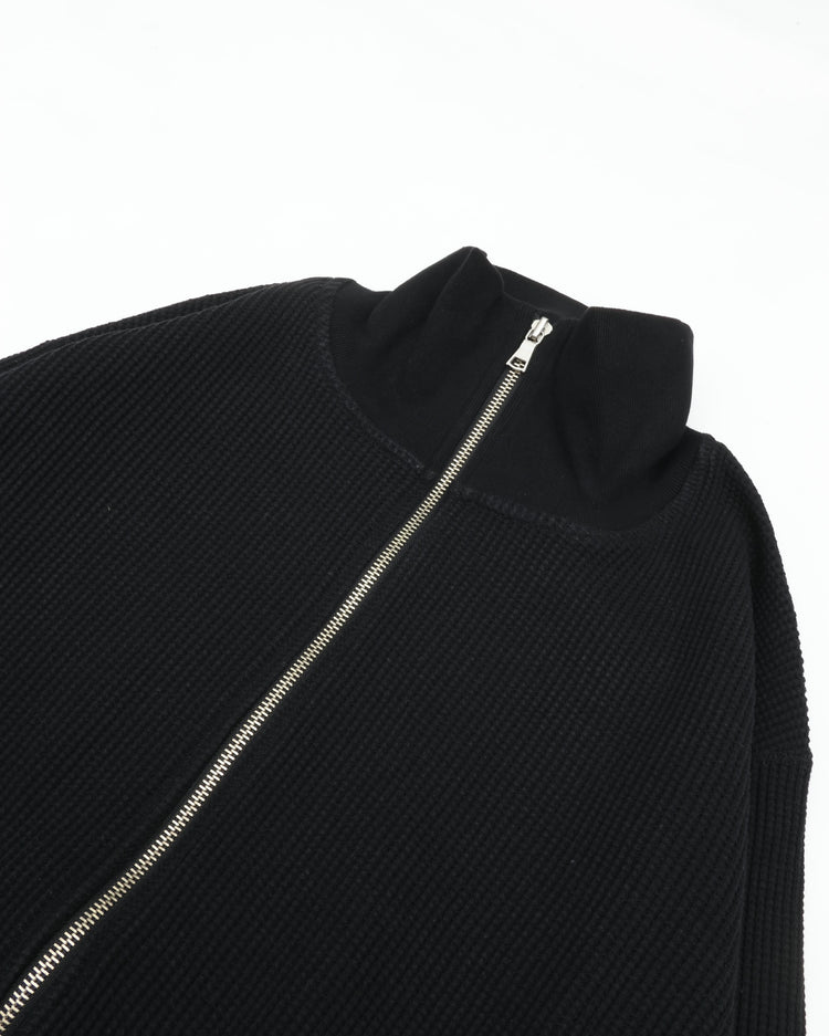 A VONTADE   Big Waffle Drivers Zip Cardigan VTD-0602-CS BLACK
