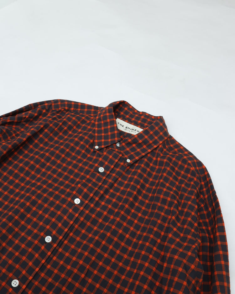 THE SHINZONE  WASHED CHECKED DADDY SHIRT 34 ORANGE