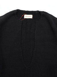 MEYAME  LONG SLIT KNIT BLACK