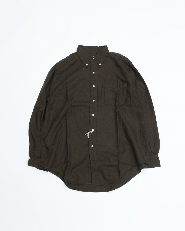 orslow STANDARD BUTTON DOWN SHIRT SOFT SUBTLY BRUSHED MINI CHECK COFFEE BROWN