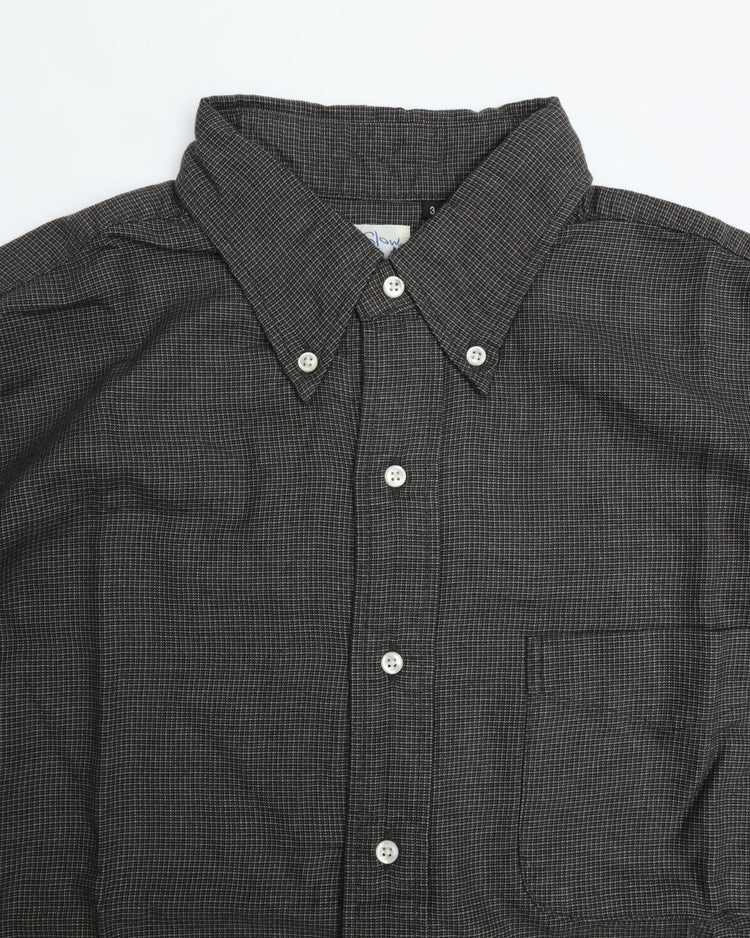 orslow STANDARD BUTTON DOWN SHIRT SOFT SUBTLY BRUSHED MINI CHECK CHARCOAL GRAY