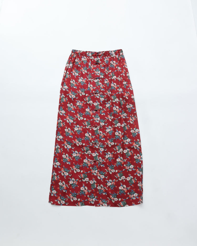 THE SHINZONE / FLOWER BOUQUET PRINTED SATIN SKIRT 24 RED
