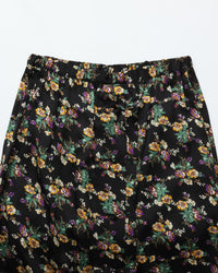 THE SHINZONE / FLOWER BOUQUET PRINTED SATIN SKIRT 07 BLACK