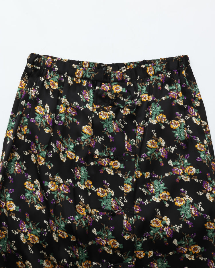THE SHINZONE / FLOWER BOUQUET PRINTED SATIN SKIRT 07 BLACK