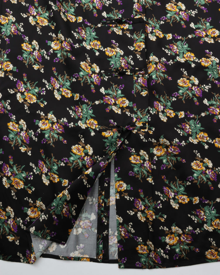 THE SHINZONE / FLOWER BOUQUET PRINTED SATIN SKIRT 07 BLACK