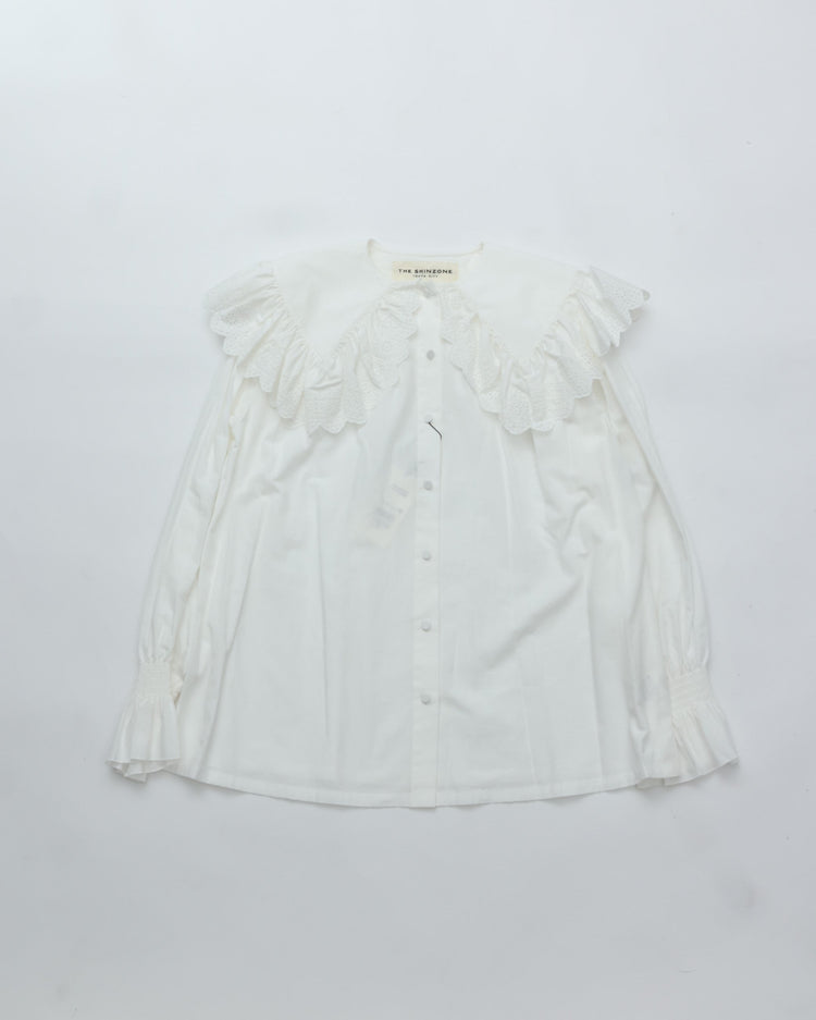 THE SHINZONE / LACE COLLAR BLOUSE 01 WHITE