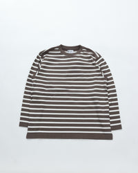 Yonetomi   WAVE COTTON BASQUE KNIT PULLOVER  CREW BORDER
