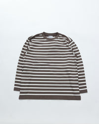 Yonetomi   WAVE COTTON BASQUE KNIT PULLOVER  CREW BORDER