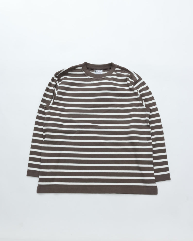 Yonetomi   WAVE COTTON BASQUE KNIT PULLOVER  CREW BORDER