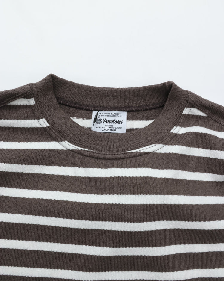 Yonetomi   WAVE COTTON BASQUE KNIT PULLOVER  CREW BORDER