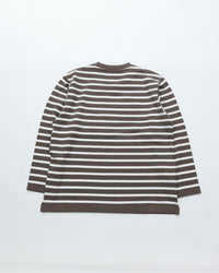 Yonetomi   WAVE COTTON BASQUE KNIT PULLOVER  CREW BORDER