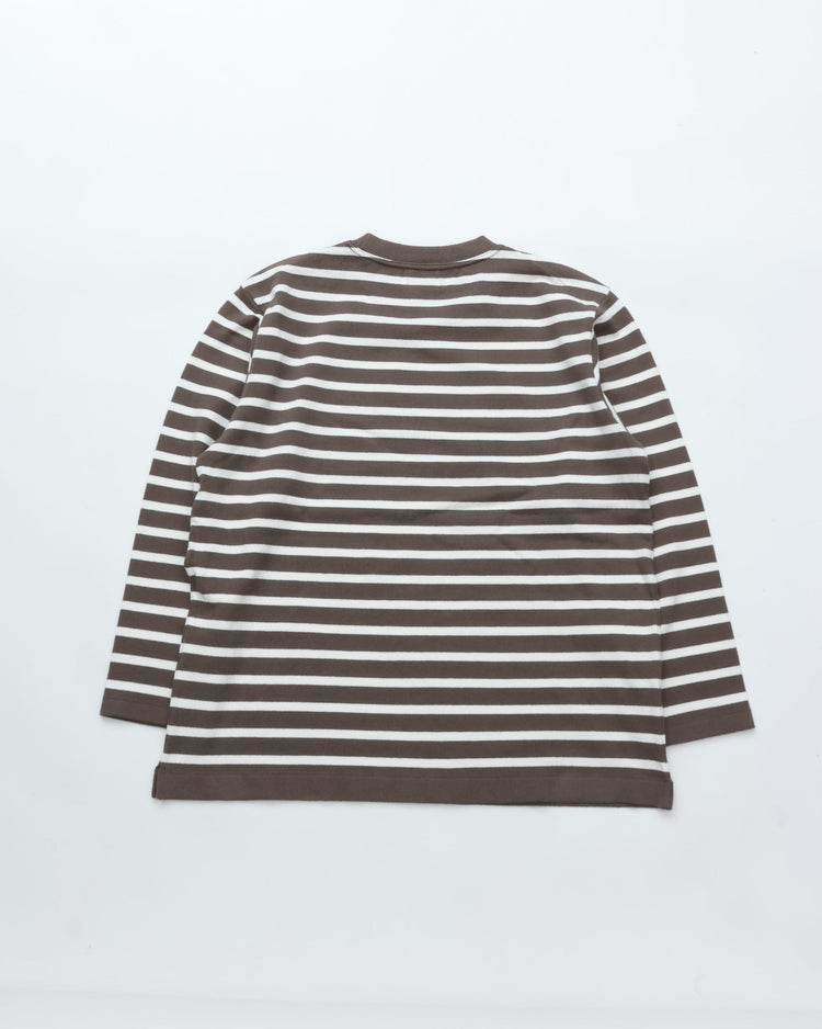 Yonetomi   WAVE COTTON BASQUE KNIT PULLOVER  CREW BORDER