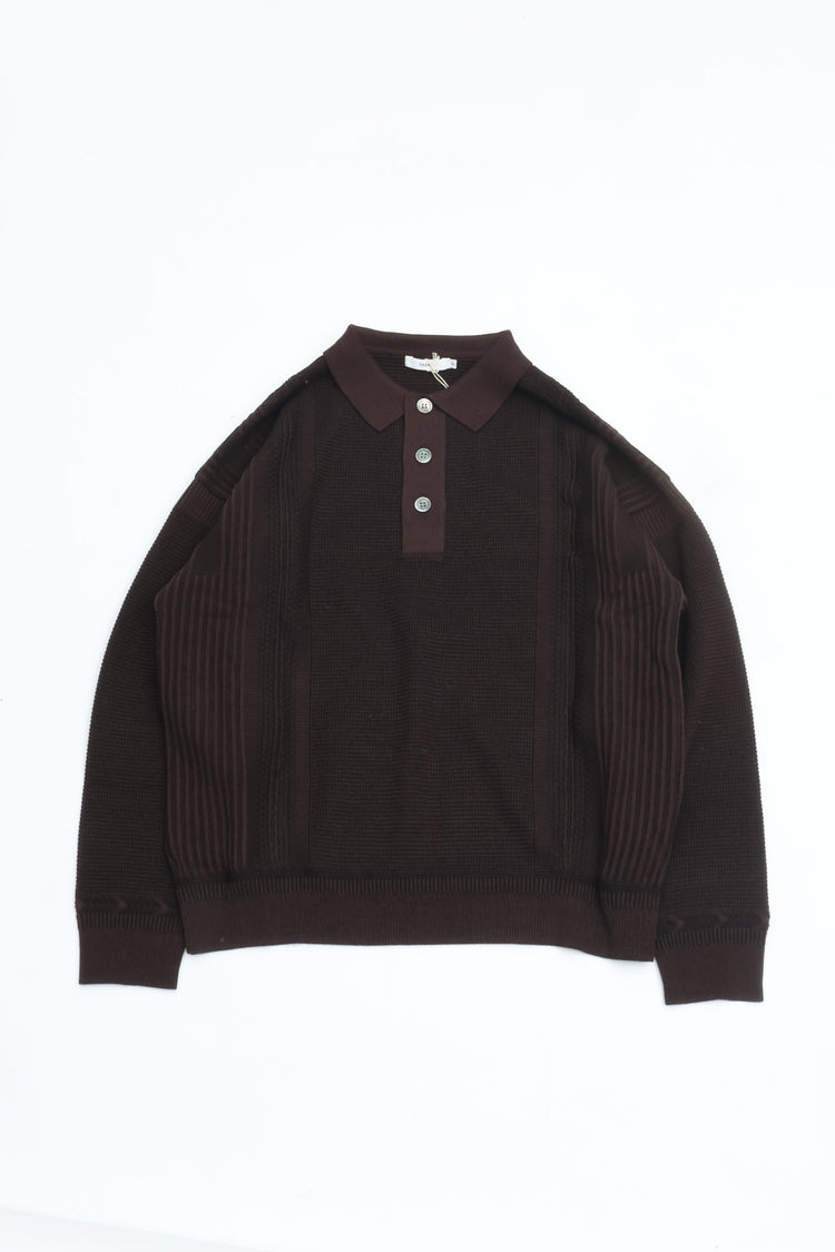 YASHIKI    Akisame Knit Polo（秋雨）YSK-26AW-KN05 BROWN
